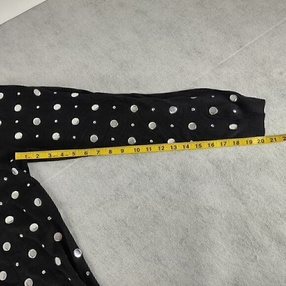 Carmen Marco Valvo Mirrored Button Open Face Black Cardigan Size XL (NWT) - Picture 9 of 13